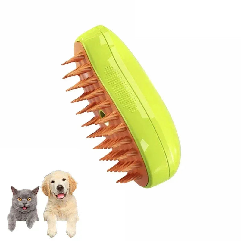 Cat Dog Steamy Brush™ – Escova Elétrica 3 em 1 com Vapor, Massagem e Remoção de Pelos