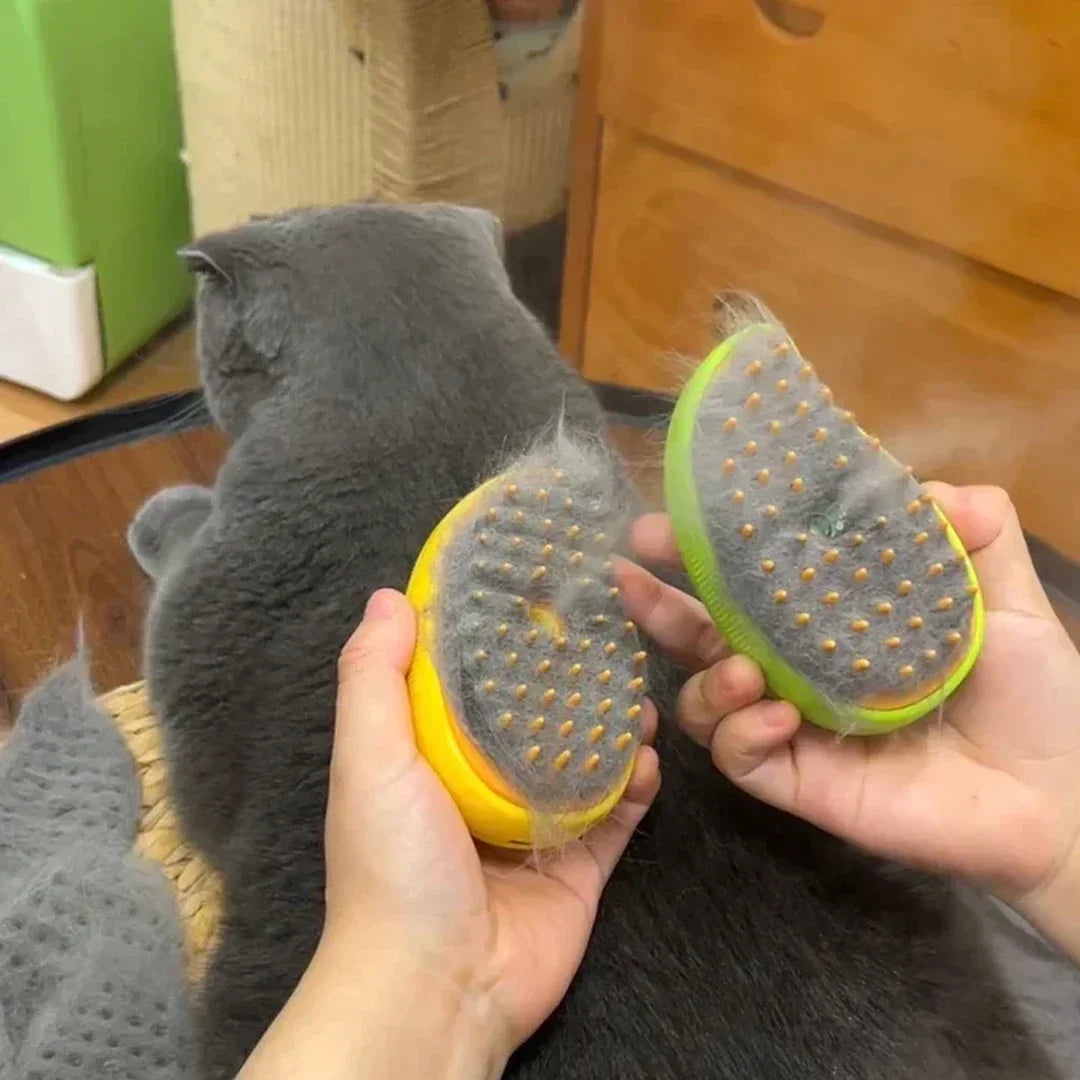 Cat Dog Steamy Brush™ – Escova Elétrica 3 em 1 com Vapor, Massagem e Remoção de Pelos