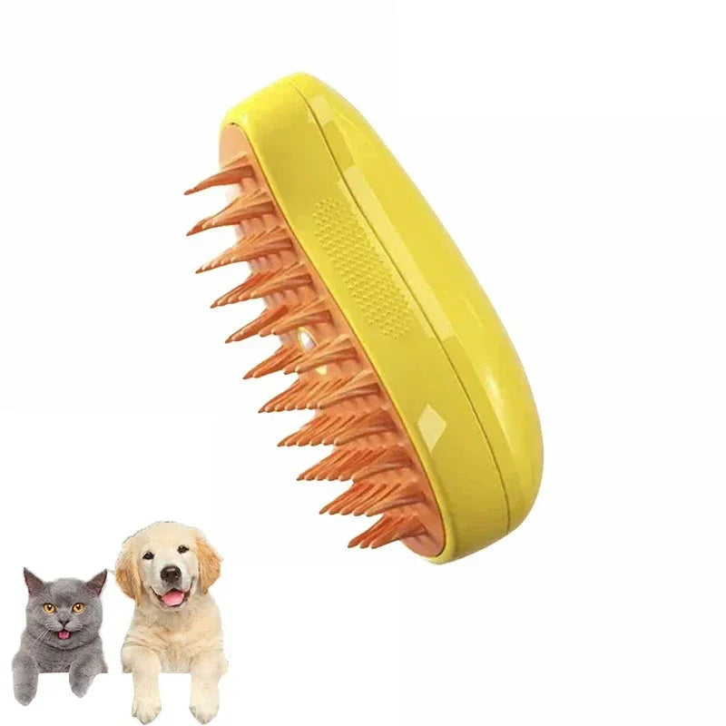 Cat Dog Steamy Brush™ – Escova Elétrica 3 em 1 com Vapor, Massagem e Remoção de Pelos