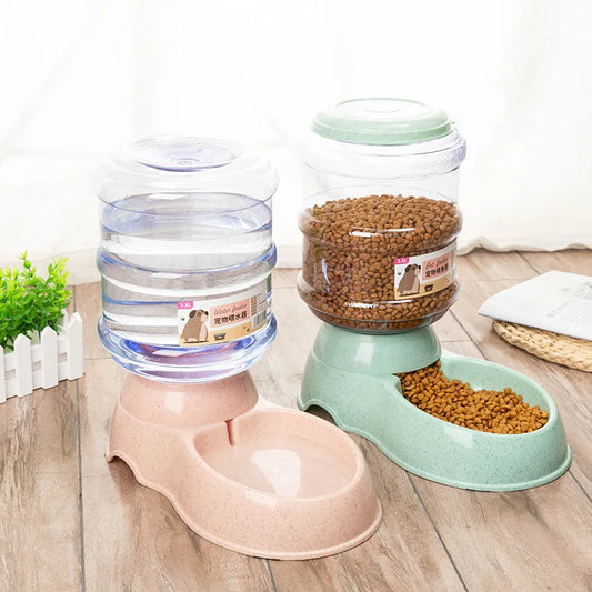 Comedouro Duplo para Animais – Tigela de Ração com Grande Capacidade e Dispensador Automático de Água para Cães e Gatos